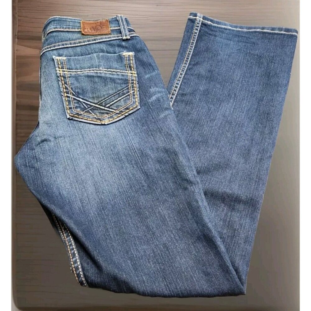 BKE Kate Jeans Women's Size 28Rx31.5 Blue Low Rise Boot Cut Stretch Denim
